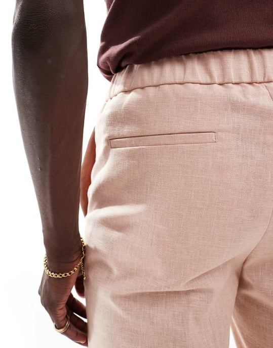 ASOS DESIGN avslappnad linnebyxa i rosa - Image 4