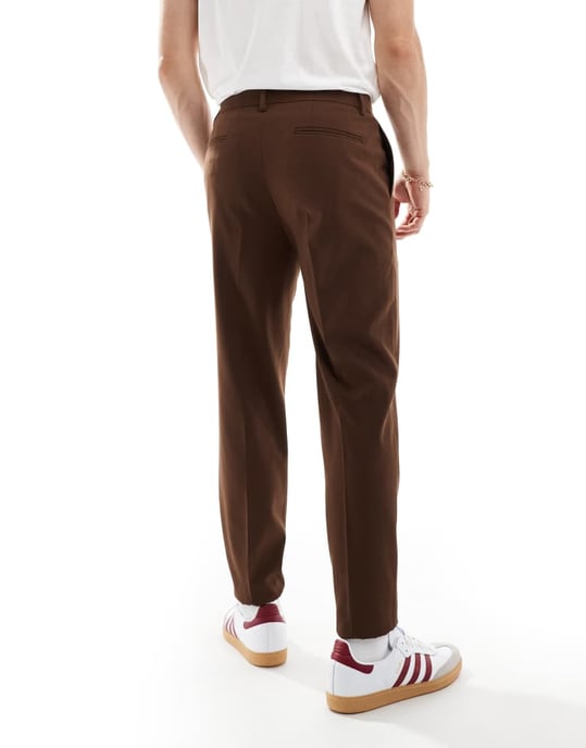 ASOS DESIGN smart tapered joggingbyxor i brunt - Image 2