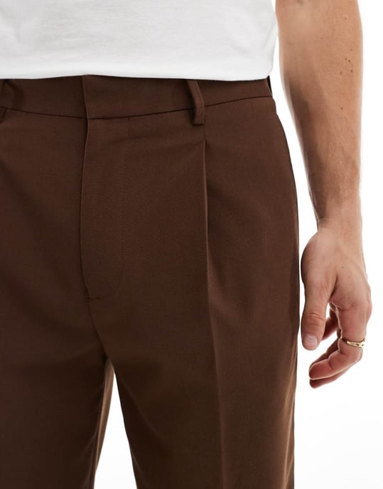 ASOS DESIGN smart tapered joggingbyxor i brunt - Image 3