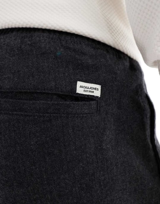 Jack & Jones tapered fit smartbyxor med dragsko i midjan i mörkgrått - Image 2