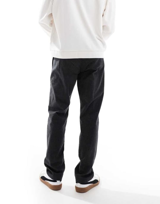 Jack & Jones tapered fit smartbyxor med dragsko i midjan i mörkgrått - Image 3