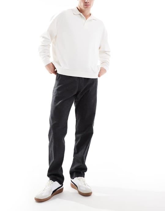 Jack & Jones tapered fit smartbyxor med dragsko i midjan i mörkgrått - Image 4