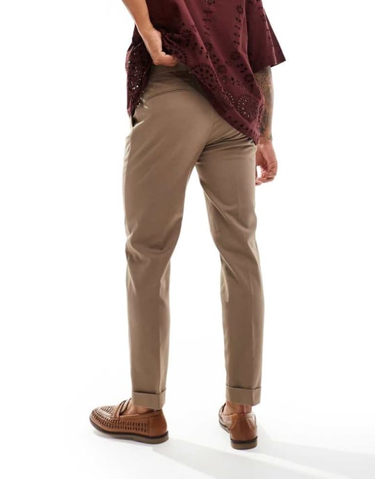 ASOS DESIGN smart premium slim fit chinos i brunt - Image 3