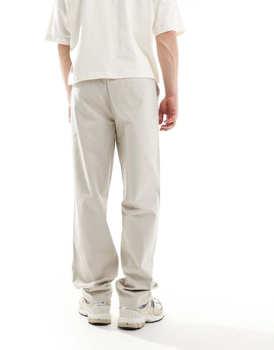 ASOS DESIGN baggy fit chinos in stone - Image 2