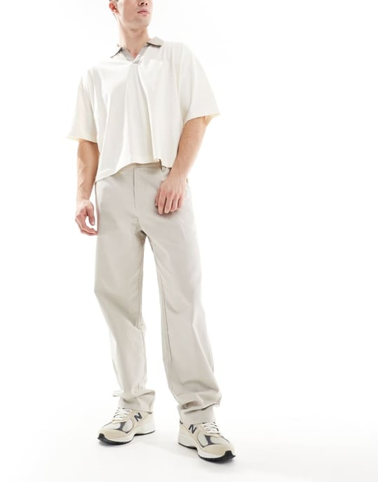 ASOS DESIGN baggy fit chinos in stone - Image 4