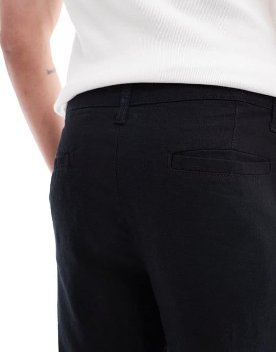 ASOS DESIGN avslappnade linnechinos i svart - Image 2