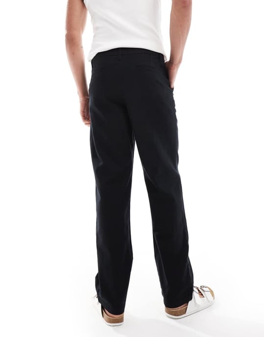 ASOS DESIGN avslappnade linnechinos i svart - Image 3
