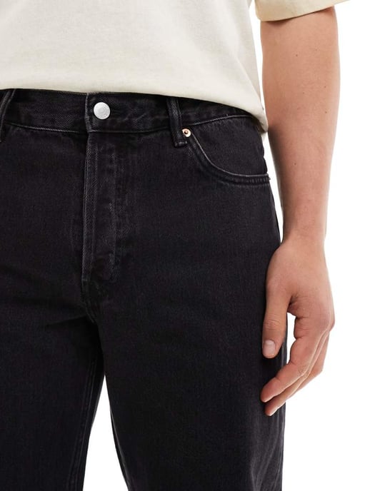 Weekday Klean raka jeans i svart - Image 4