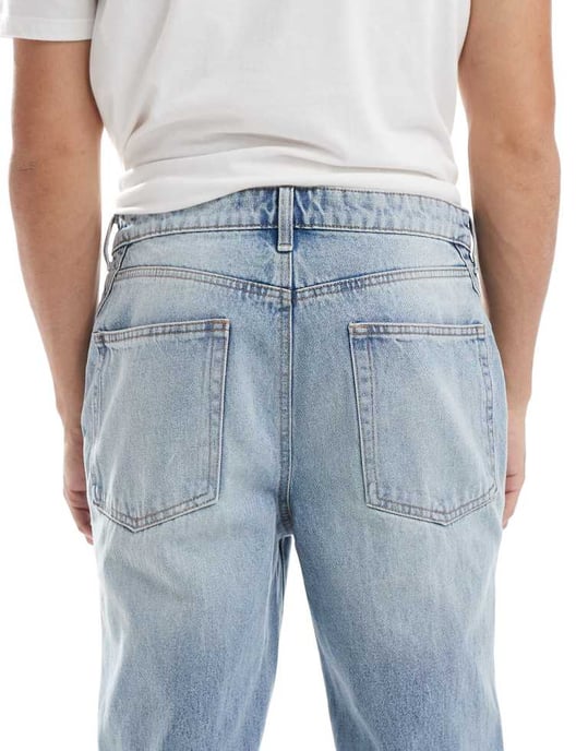 ASOS DESIGN raka jeans med paneldetalj i ljus tvättad blå - Image 4