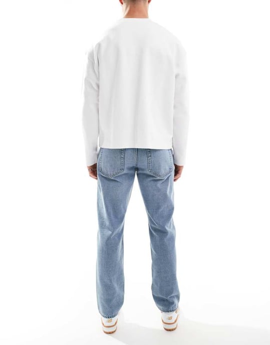 ONLY & SONS raka jeans i ljusblå tvätt - Image 2