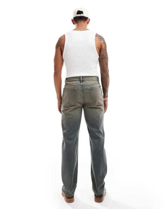 ASOS DESIGN raka jeans med ton i mörk tvätt - Image 2