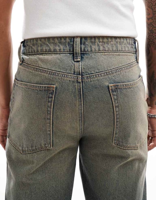 ASOS DESIGN raka jeans med ton i mörk tvätt - Image 4