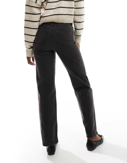 ASOS DESIGN bekväm stretch rak benjeans i kolgrå - Image 2