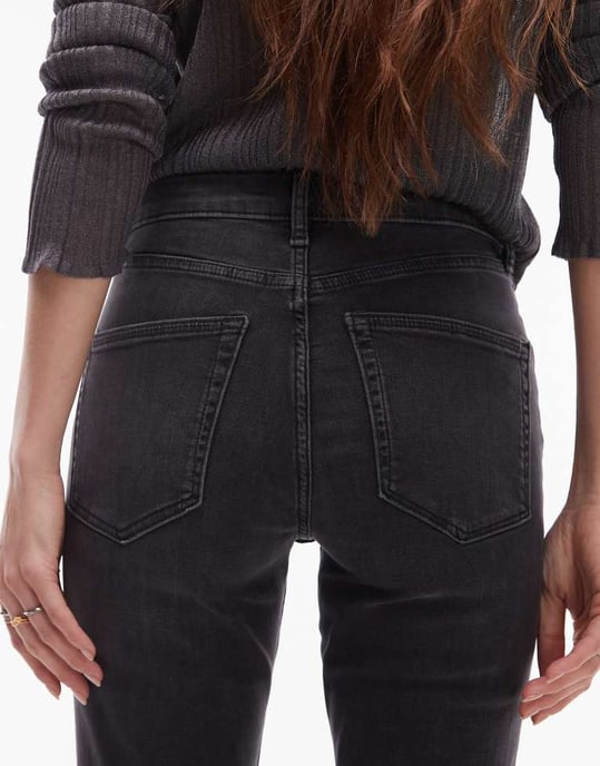 Topshop Jamie flare hög midja jeans i tvättad svart - Image 4