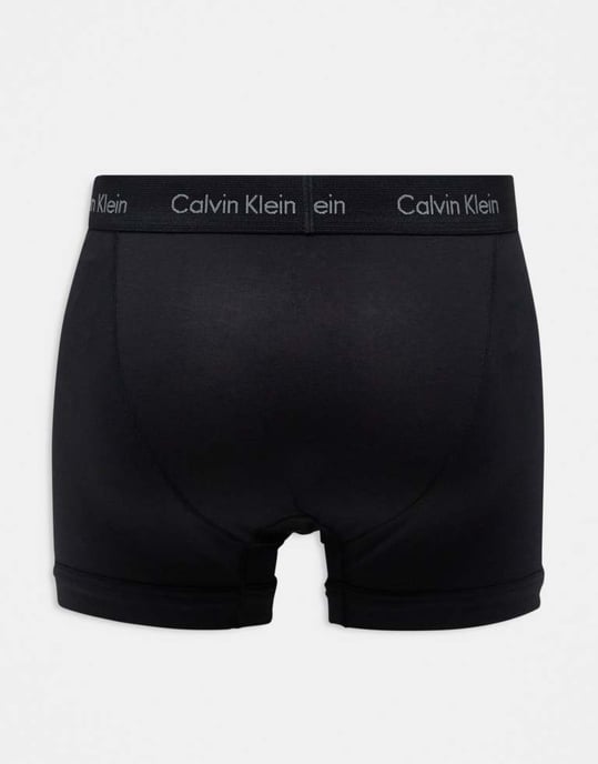 Calvin Klein bomullsstrumpor med stretch 3-pack i svart med färgad logotyp - Image 2