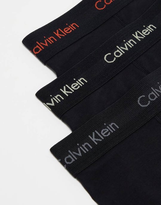 Calvin Klein bomullsstrumpor med stretch 3-pack i svart med färgad logotyp - Image 3
