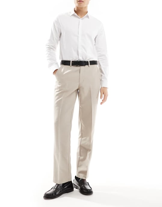 ASOS DESIGN smart raka byxor i sten - Image 1