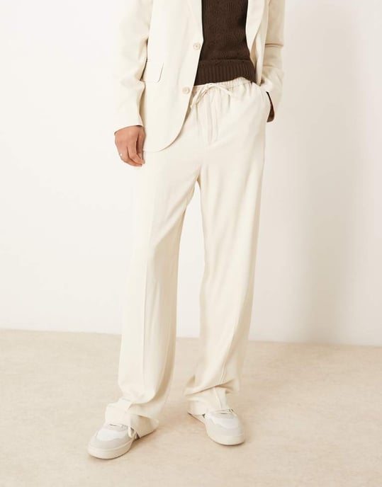 ASOS DESIGN vida byx kostymbyxa i ljus ecru - Image 2