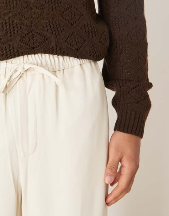 ASOS DESIGN vida byx kostymbyxa i ljus ecru - Image 3