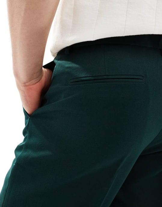 ASOS DESIGN smart raka byxor i skogsgrön - Image 4