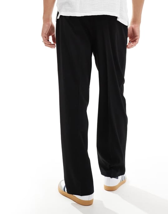 ADPT wide fit trousers in black with front pleat - Image 2
