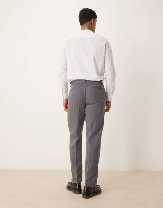 ASOS DESIGN smart ullblandning raka byxor i ljusgrå twill - Image 4