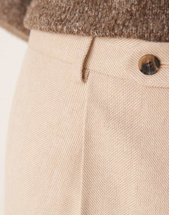ASOS DESIGN smart vida byxor med veck i stenfärg med ull herringbone - Image 4