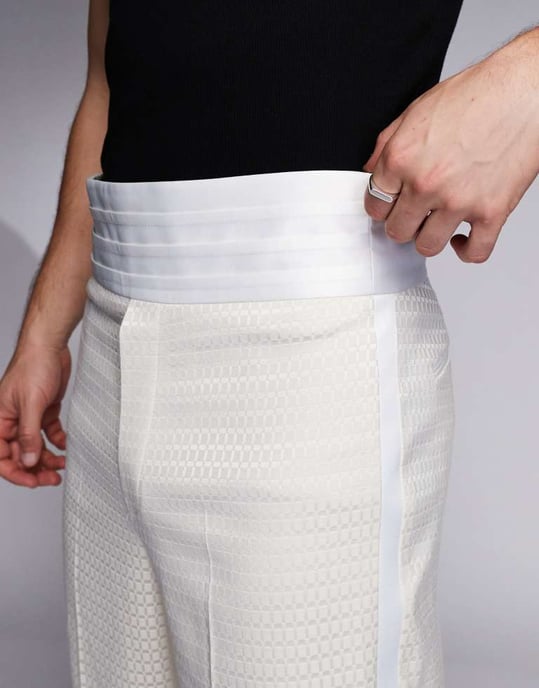 ASOS DESIGN smart raka byxor med midjeband i grädde - Image 3