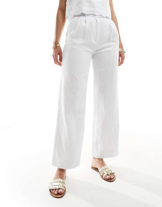 Abercrombie & Fitch linnemix Sloane byxor i vitt mixa och matcha - Image 4