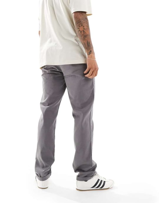 ASOS DESIGN rak ben chinos i grått - Image 2
