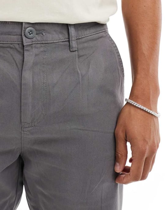 ASOS DESIGN rak ben chinos i grått - Image 3