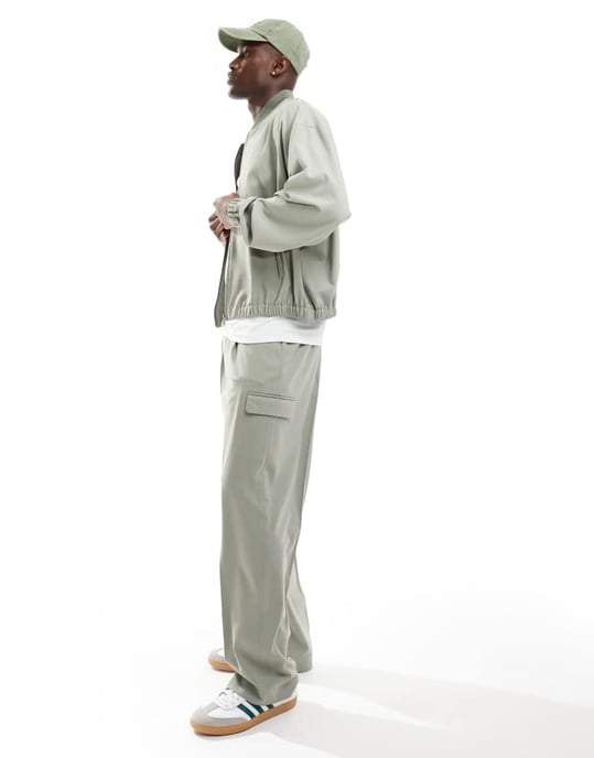 ASOS DESIGN vida ben smart co-ord cargo byxor i grön - Image 2