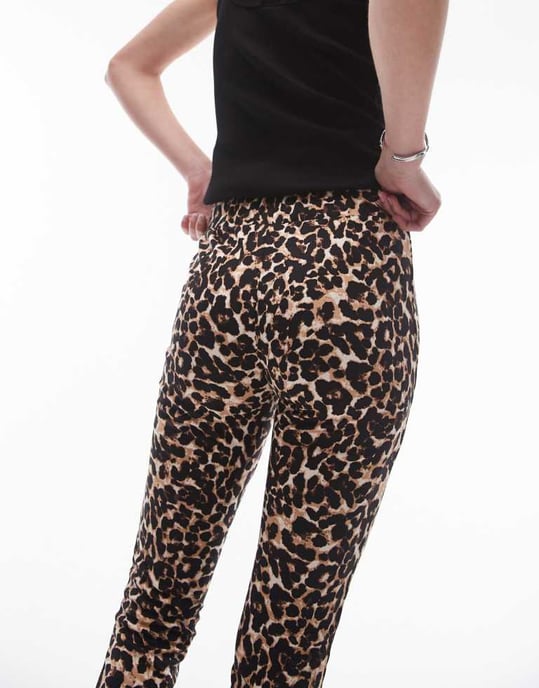 Topshop Tall leopardtryck leggings i brunt - Image 3