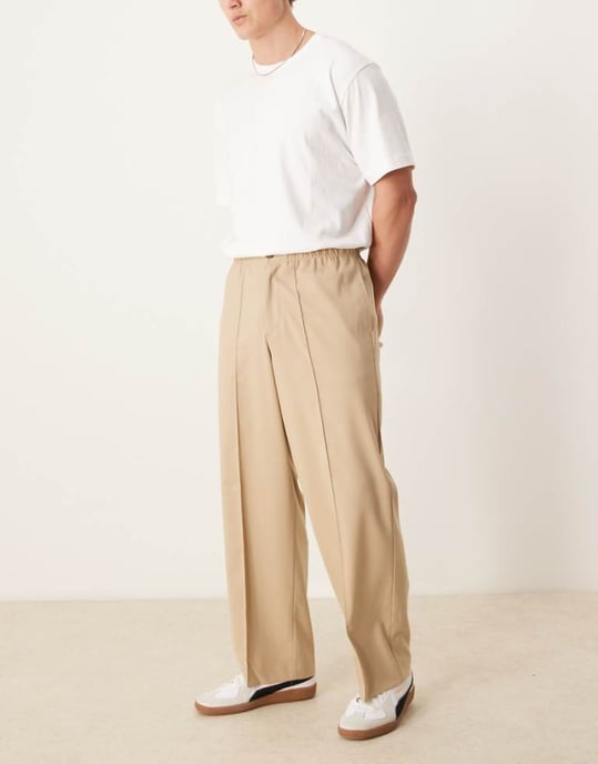 ASOS DESIGN smart vidbyxor med veck i sten med halvmjuk midja - Image 1