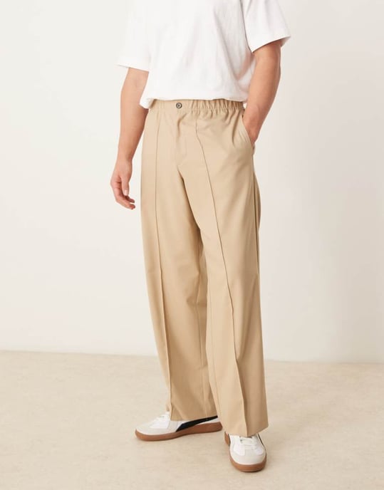 ASOS DESIGN smart vidbyxor med veck i sten med halvmjuk midja - Image 2