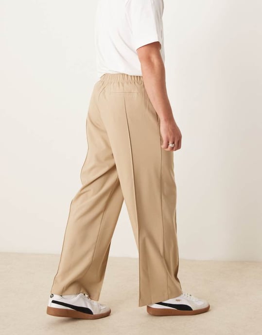 ASOS DESIGN smart vidbyxor med veck i sten med halvmjuk midja - Image 3