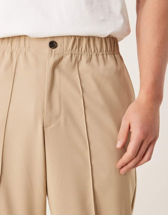 ASOS DESIGN smart vidbyxor med veck i sten med halvmjuk midja - Image 4