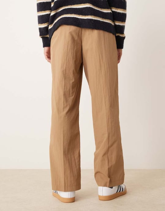ASOS DESIGN smart hög midja vida byxor i sten - Image 3