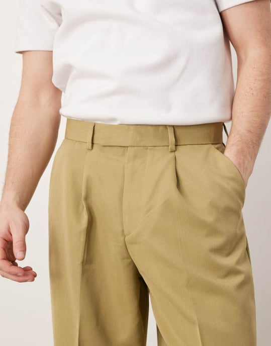 ASOS DESIGN smart vida byxor med framfåll i kamel - Image 3