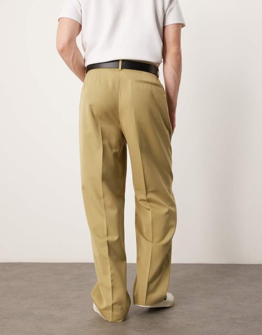 ASOS DESIGN smart vida byxor med framfåll i kamel - Image 4