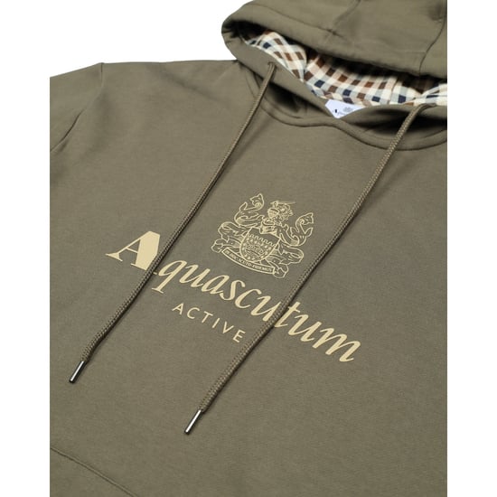 Aquascutum Active Stor Logo Armégrön Hoodie - Image 3