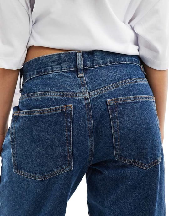 ASOS DESIGN uppvikt nederkant baggy jeans i mellanblå - Image 4
