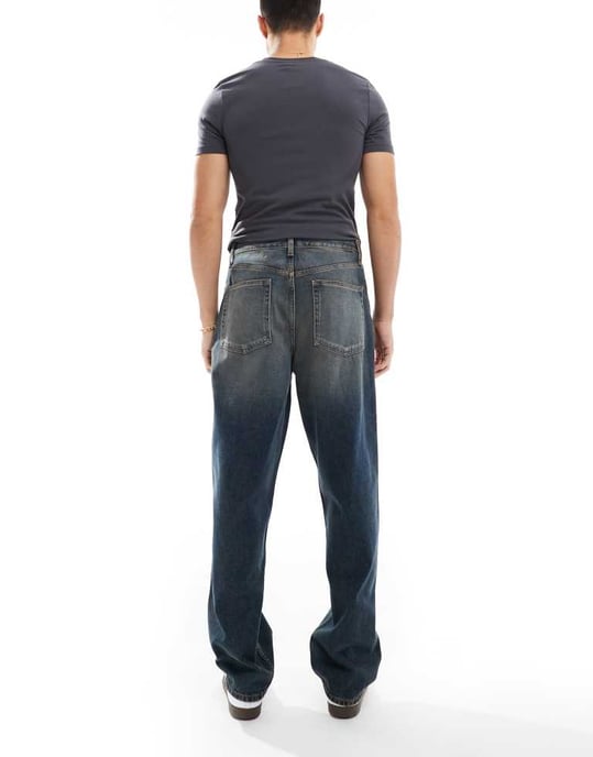 ASOS DESIGN baggy jeans med vintage-ton i medelblå tvätt - Image 2