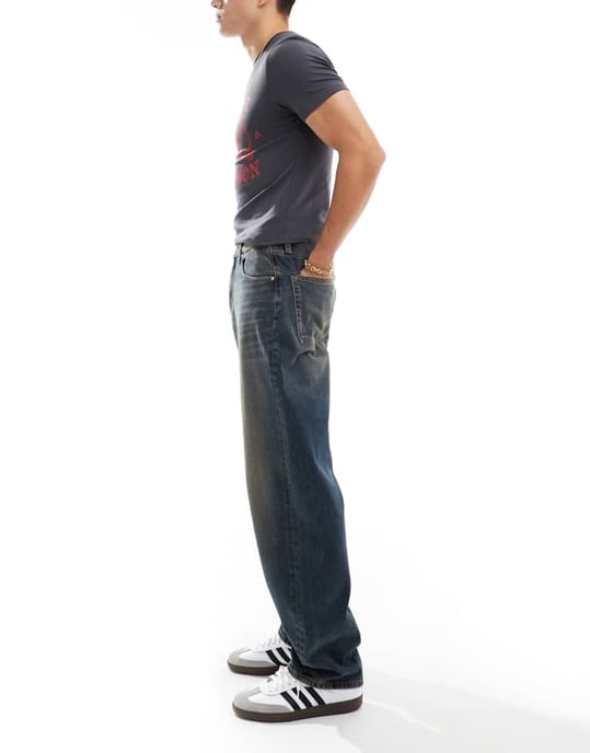 ASOS DESIGN baggy jeans med vintage-ton i medelblå tvätt - Image 3