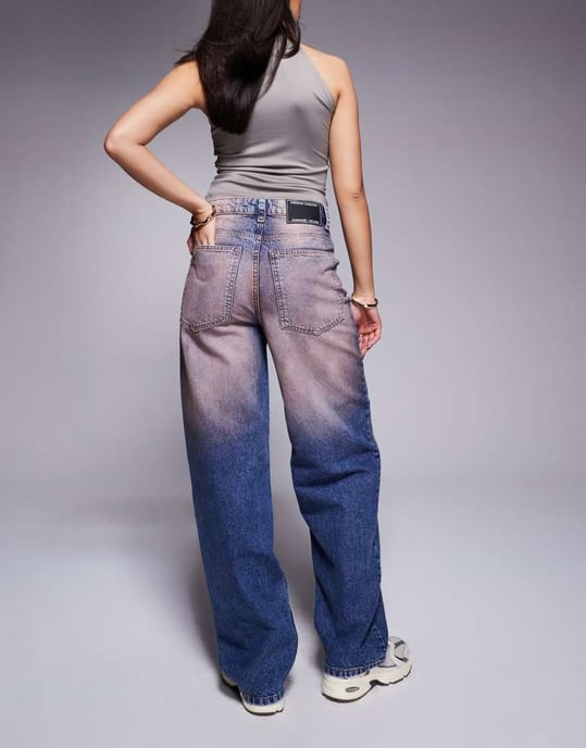 Weekend Collective baggy fat jeans i rosa spraytvätt - Image 3