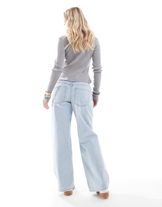 ASOS DESIGN Petite lågröstande baggy jeans i ljusblått - Image 3