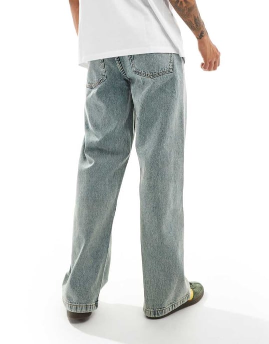 ASOS DESIGN byxor med vida ben och breda fållar i ljus nyans - Image 3