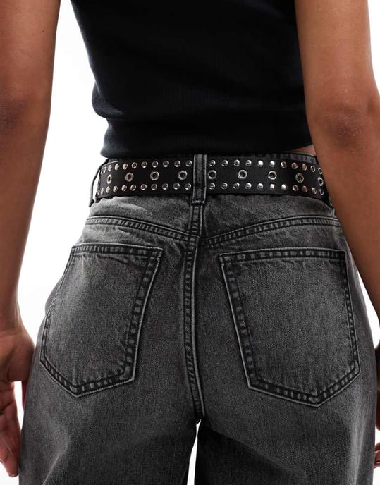 ASOS DESIGN nitar midje- och höftjeansbälte i svart - Image 2