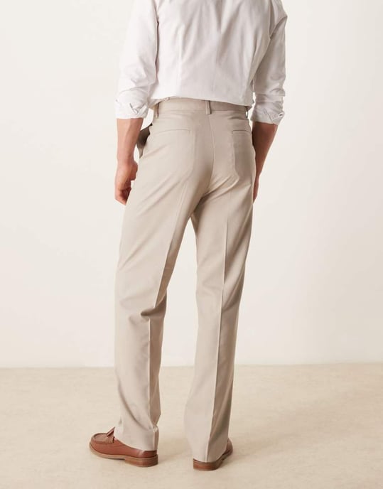 ASOS DESIGN smart hög midja raka byxor med fållsprund i sten - Image 3