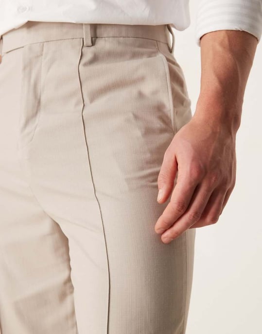 ASOS DESIGN smart hög midja raka byxor med fållsprund i sten - Image 4